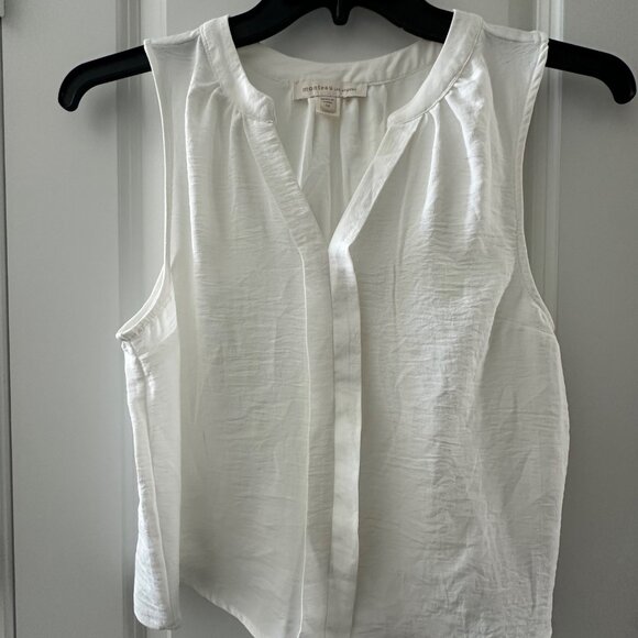 Monteau Los Angeles Sleeveless White Blouse M 100% Polyester Lightweight - Picture 8 of 8